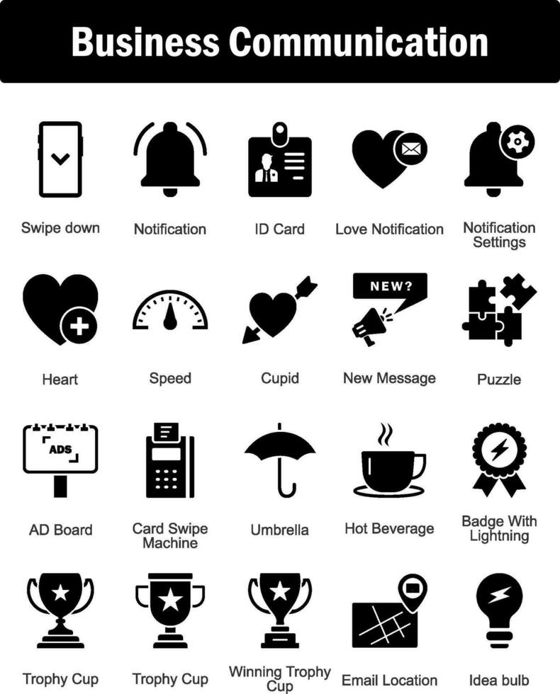 A set of 20 Business icons as swipe down, notification, id card vector
