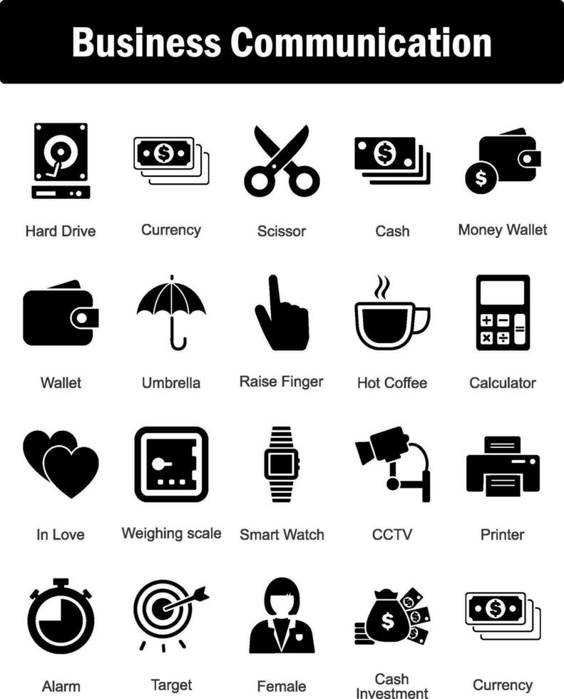 A set of 20 Mix icons as hard drive, currency, scissor vector