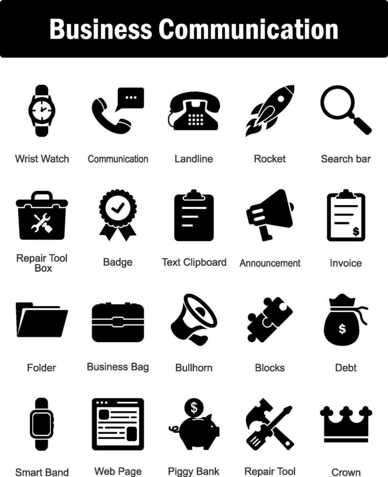 A set of 20 Mix icons as wrist watch, communication, landline vector
