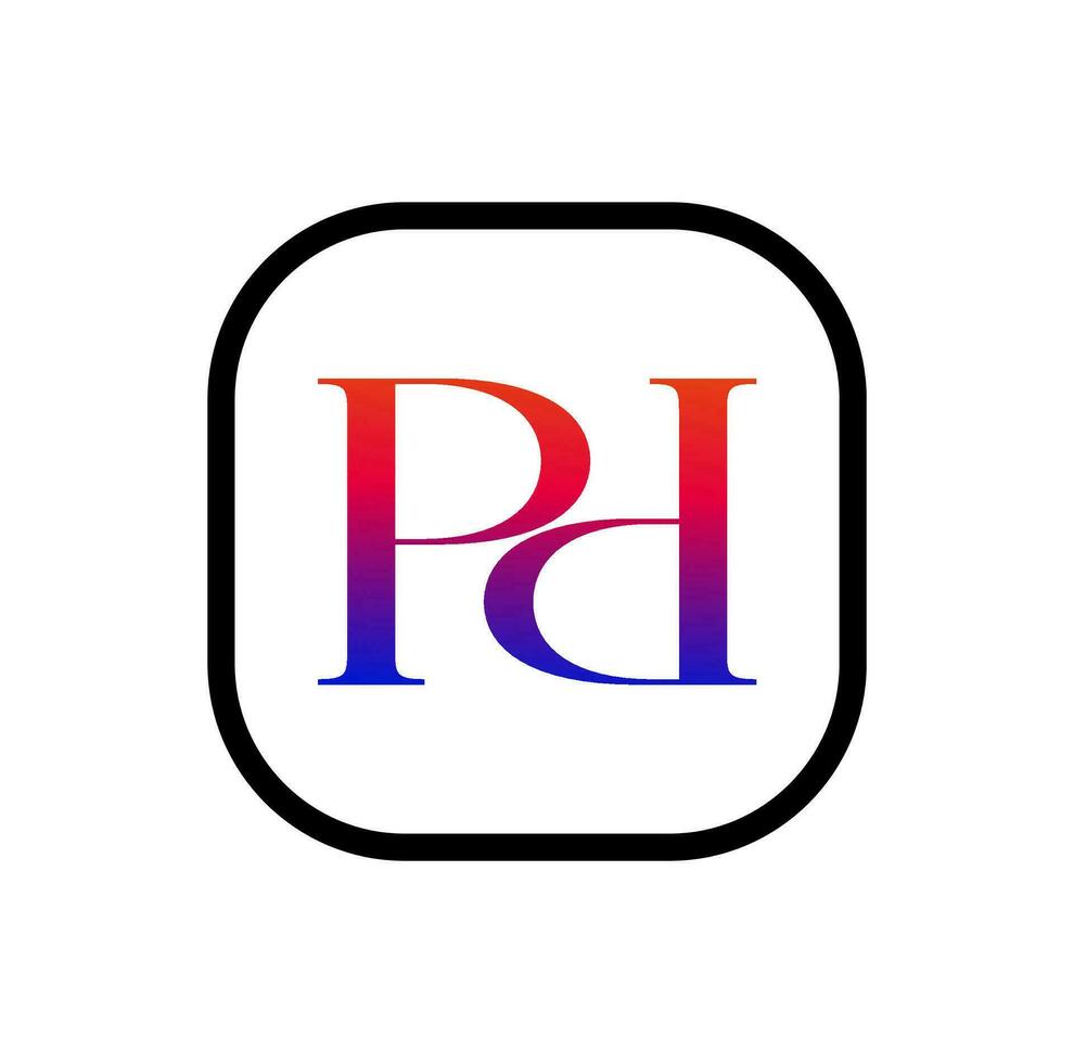 PD brand name initial letters icon with square shape. vector