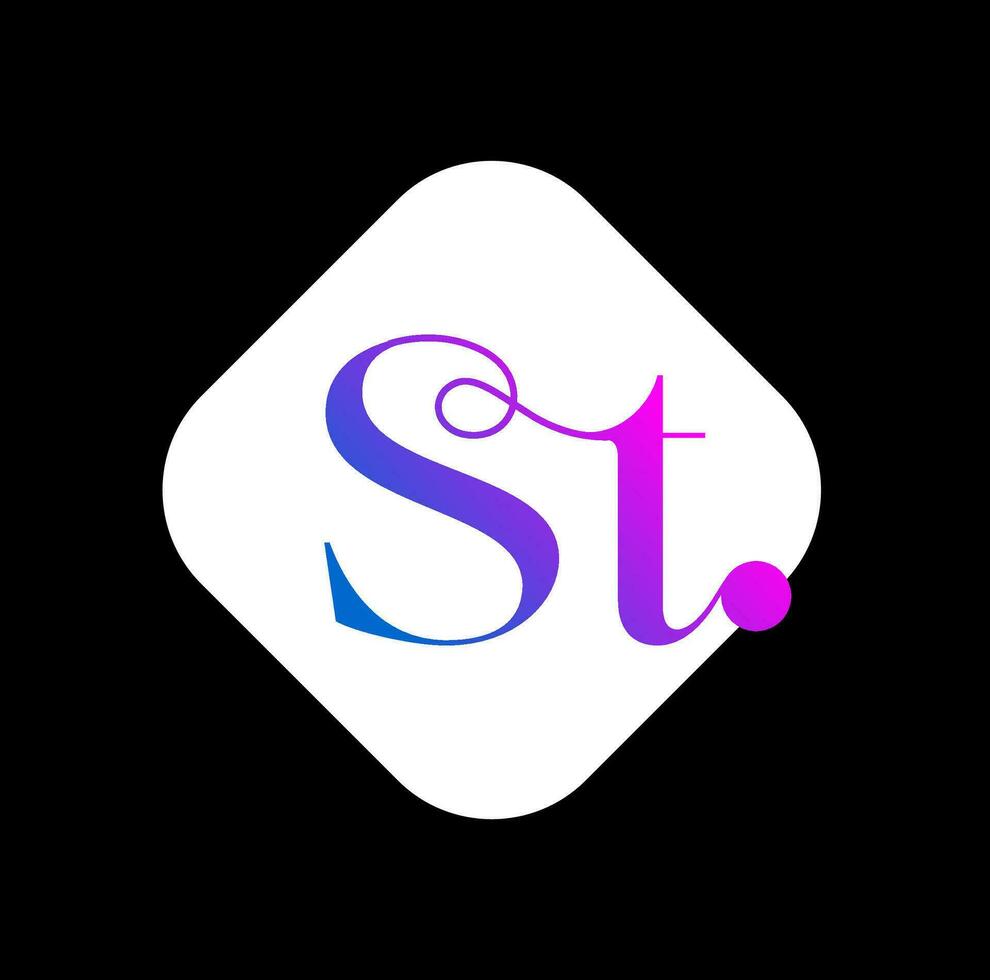 ST brand name initial letters icon with square shape. vector