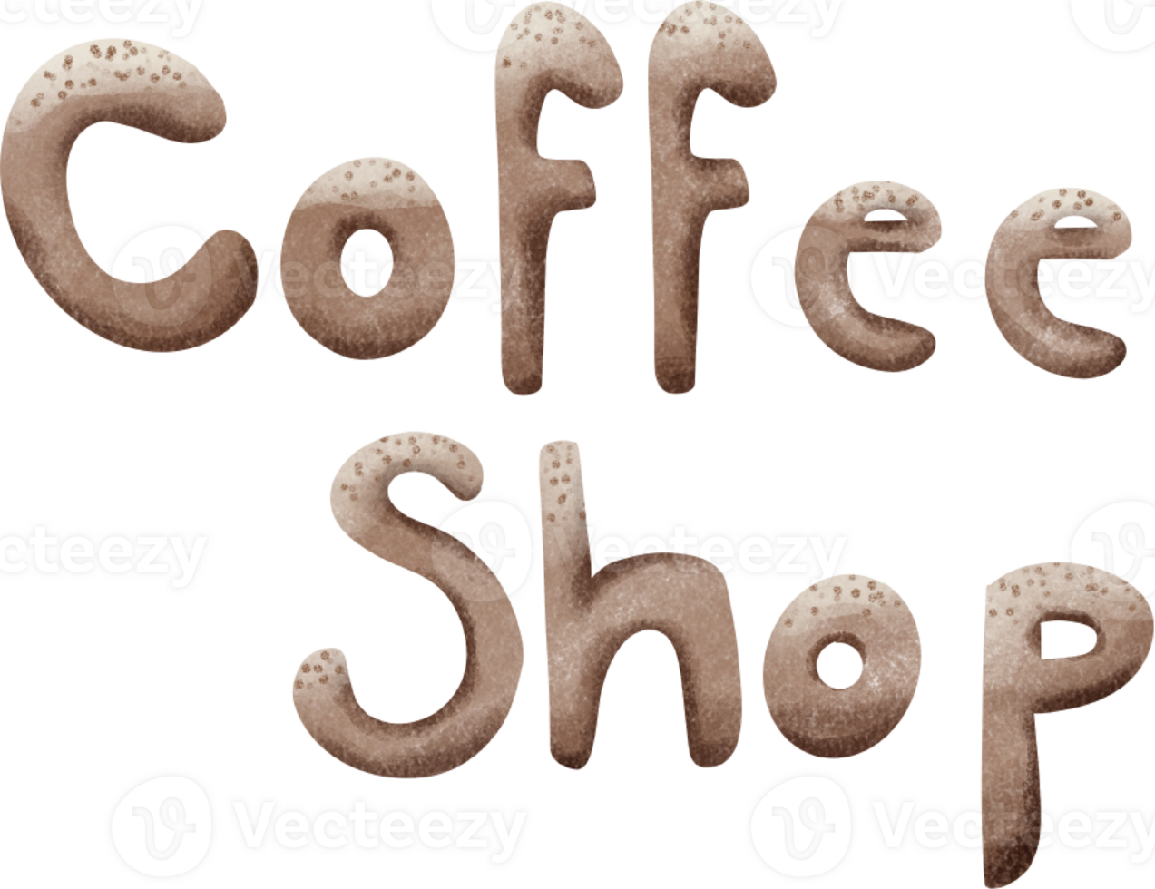 Watercolor Coffee Shop Element with Coffee Shop Text Hand Draw png