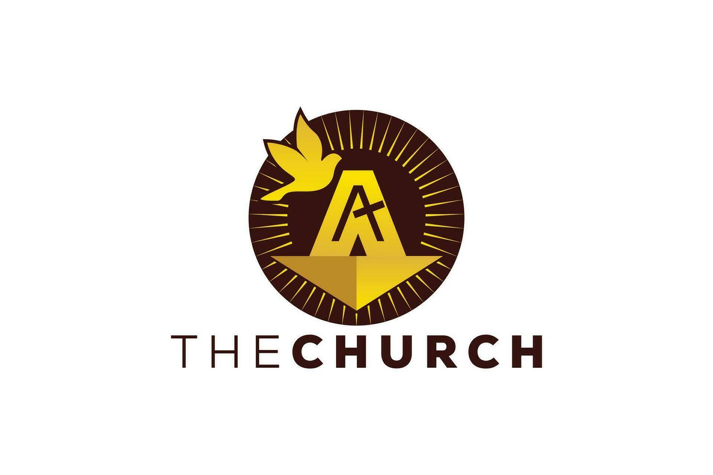 Trendy and Professional letter A church sign Christian and peaceful vector logo design