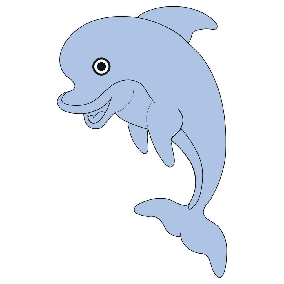 Cute cartoon dolphins in various poses illustration free Vector