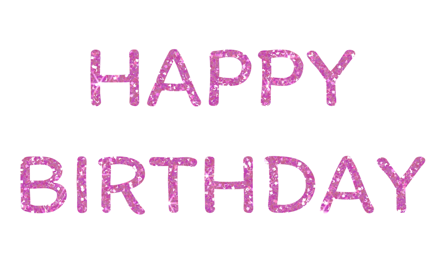 Pink glitter text of Happy Birthday on the transparent background. Design for decorating, background, wallpaper, illustration. png