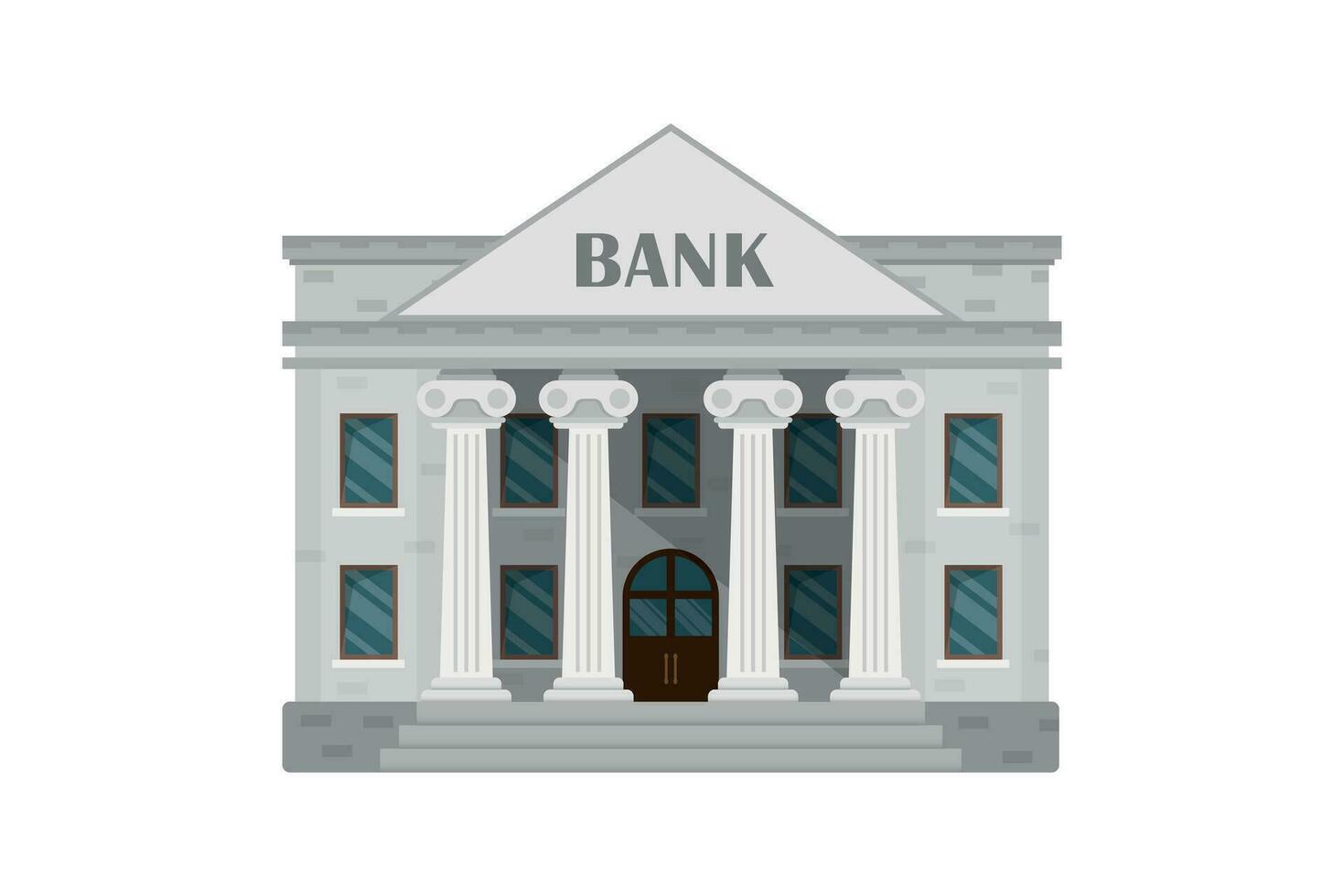 banco edificio icono en plano estilo. financiación Departamento vector ilustración en aislado antecedentes. palacio de justicia con columnas firmar negocio concepto.