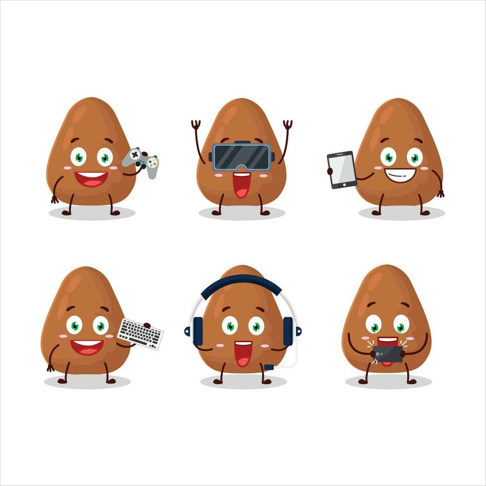 mamey dibujos animados personaje son jugando juegos con varios linda emoticones vector