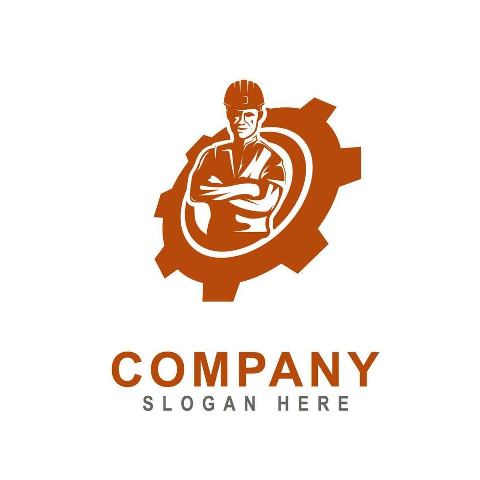 Human resources concept, recruitment, teamwork, career, construction workers logo design. vector