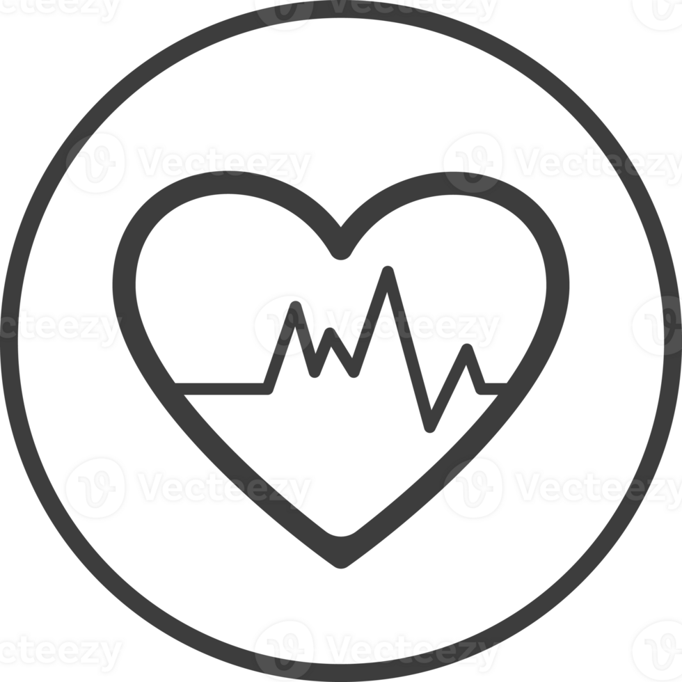 heart rate icon in thin line black circle frames. png