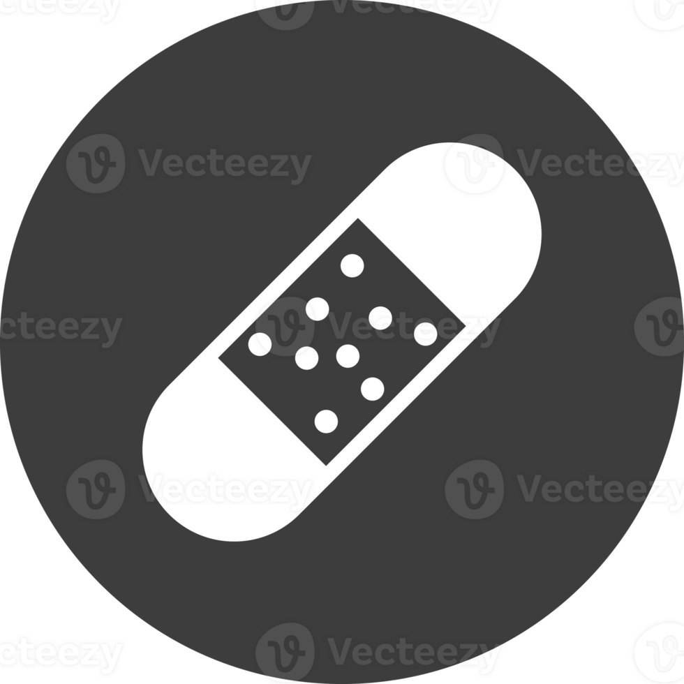 medicinal plaster icon in black circle. png