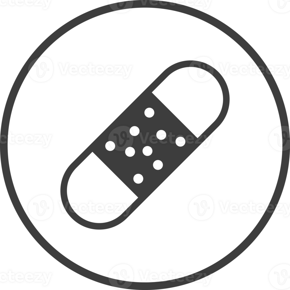 medicinal plaster icon in thin line black circle frames. png