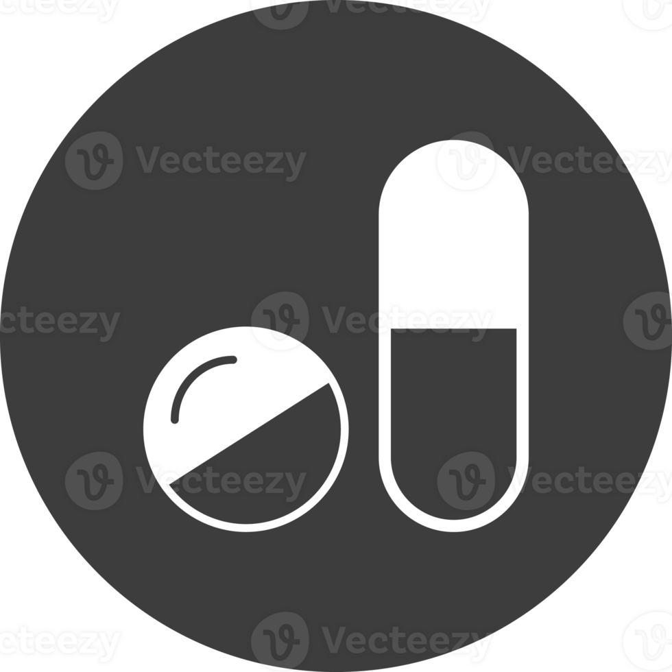 pill icon in black circle. png