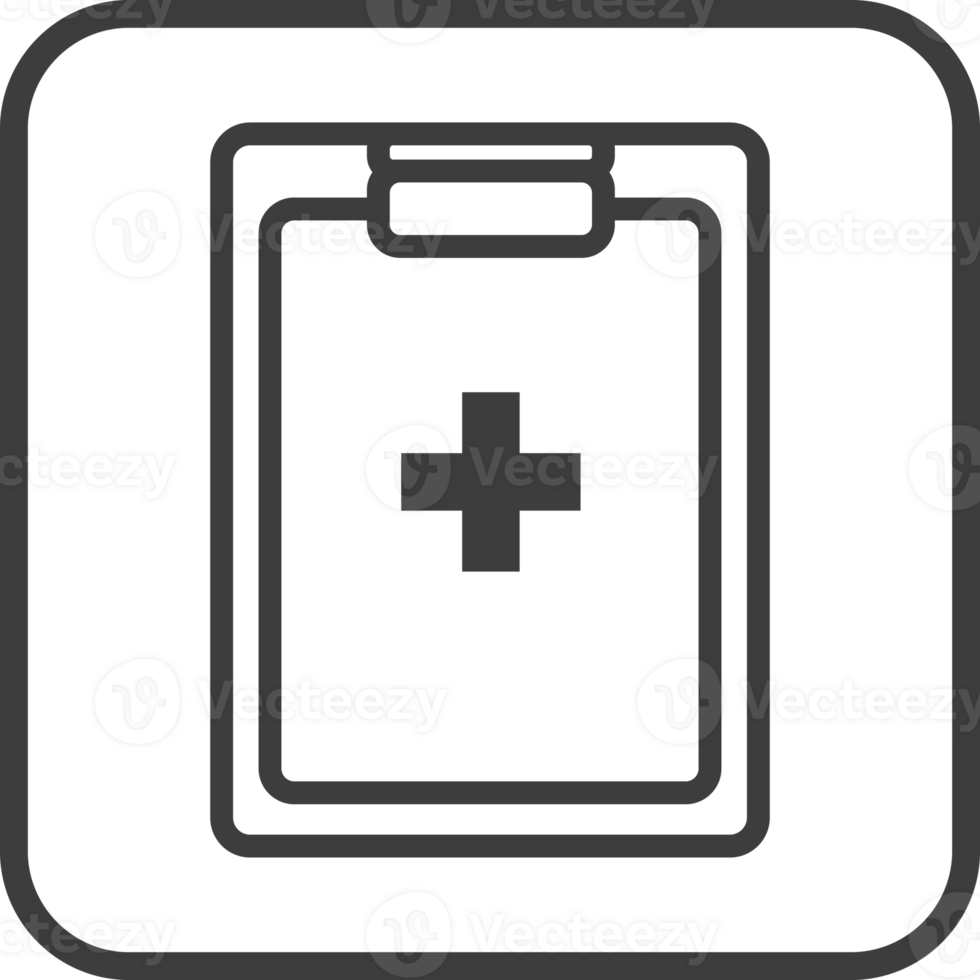 medical report icon in thin line black square frames. png