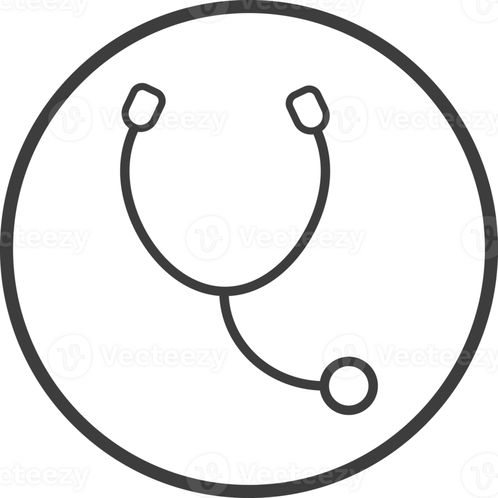 stethoscope icon in thin line black circle frames. png