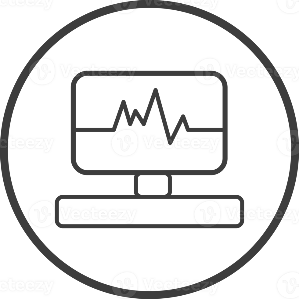 eletrocardiograma ícone dentro fino linha Preto círculo quadros. png