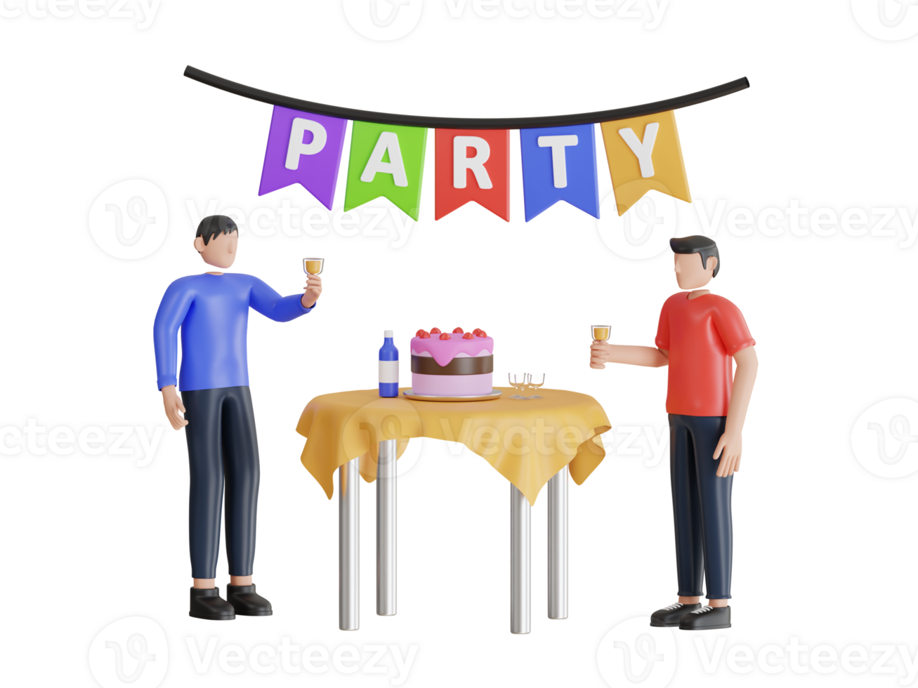 3d illustration of celebrate and victory to business success with colleagues. celebration party event with colleagues png