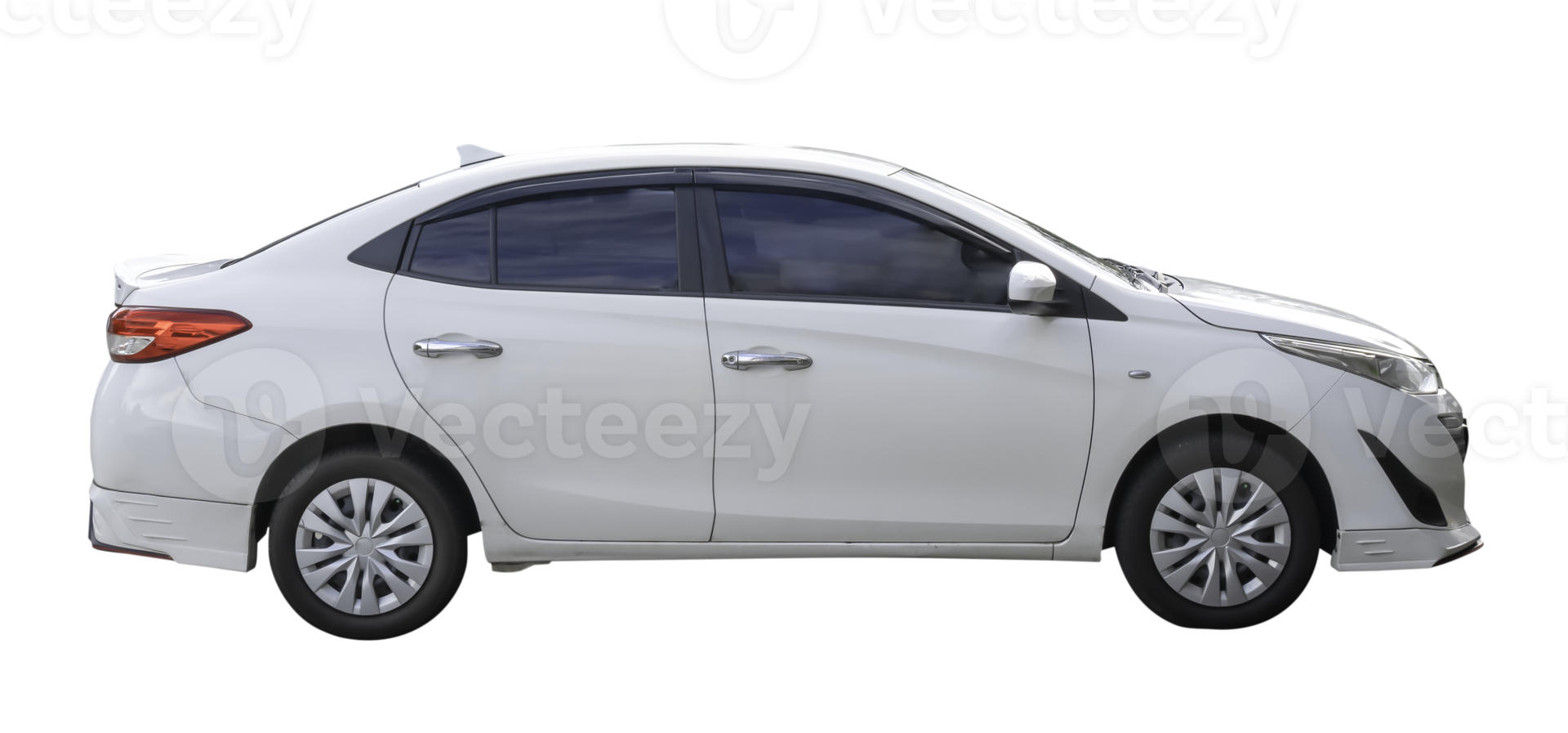 Luxurious white sedan sport car isolated with clipping path in png file format