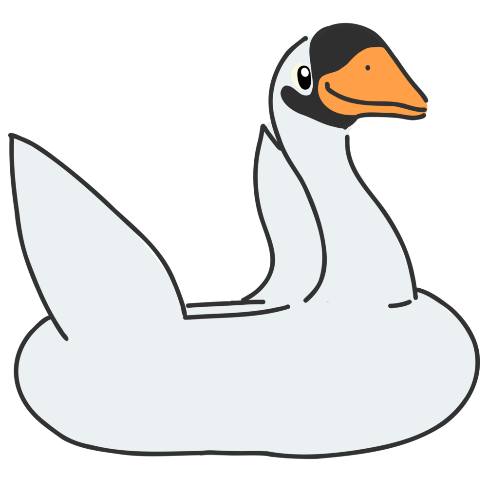 White swan with black marking swim ring png