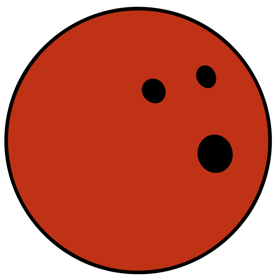 Bowling ball simple flat drawing, red png