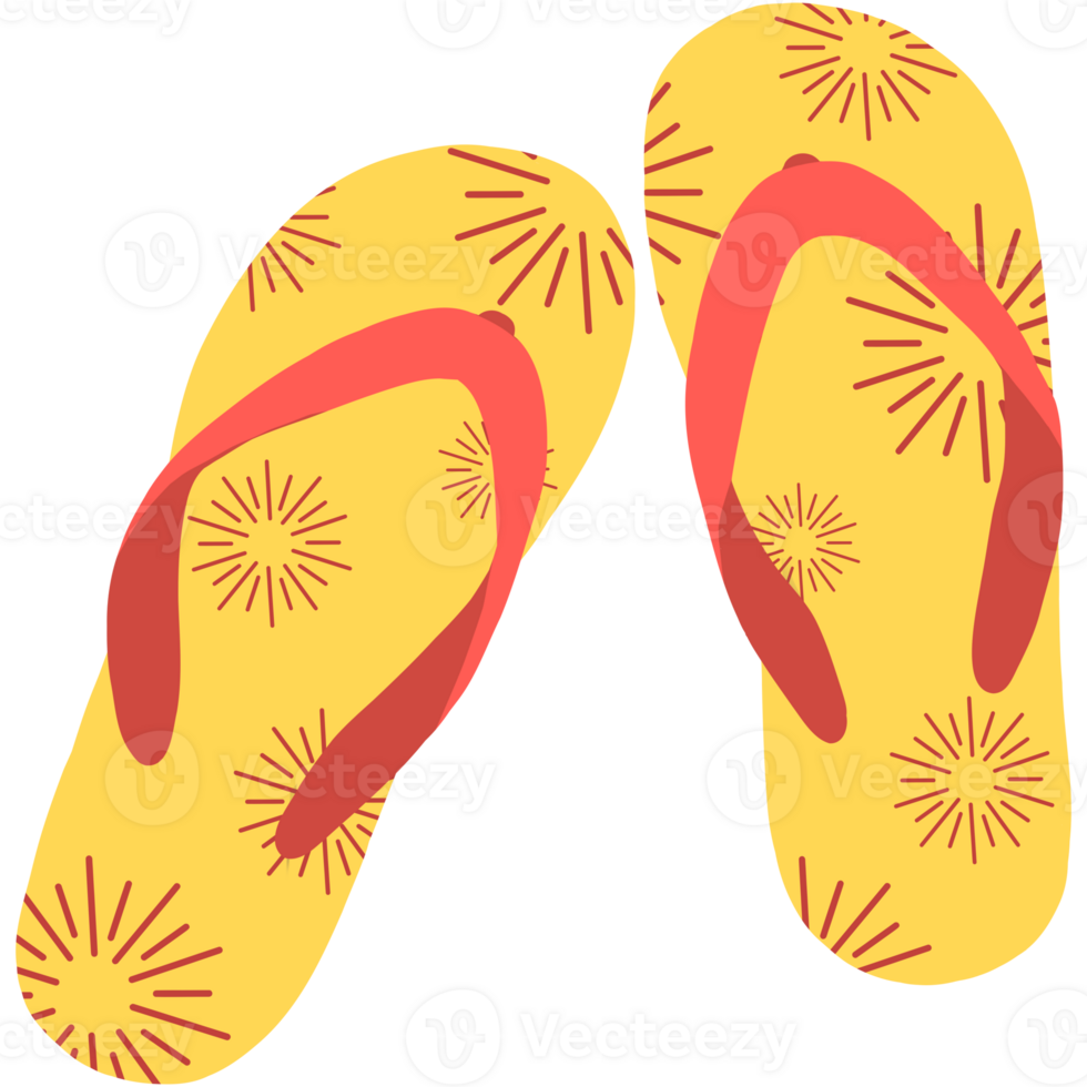 Rubber sandal yellow and orange firework print png