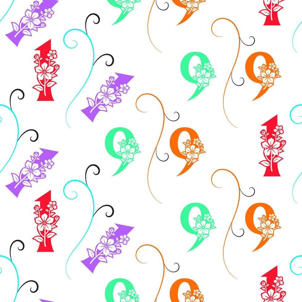 Seamless pattern of numbers. vector