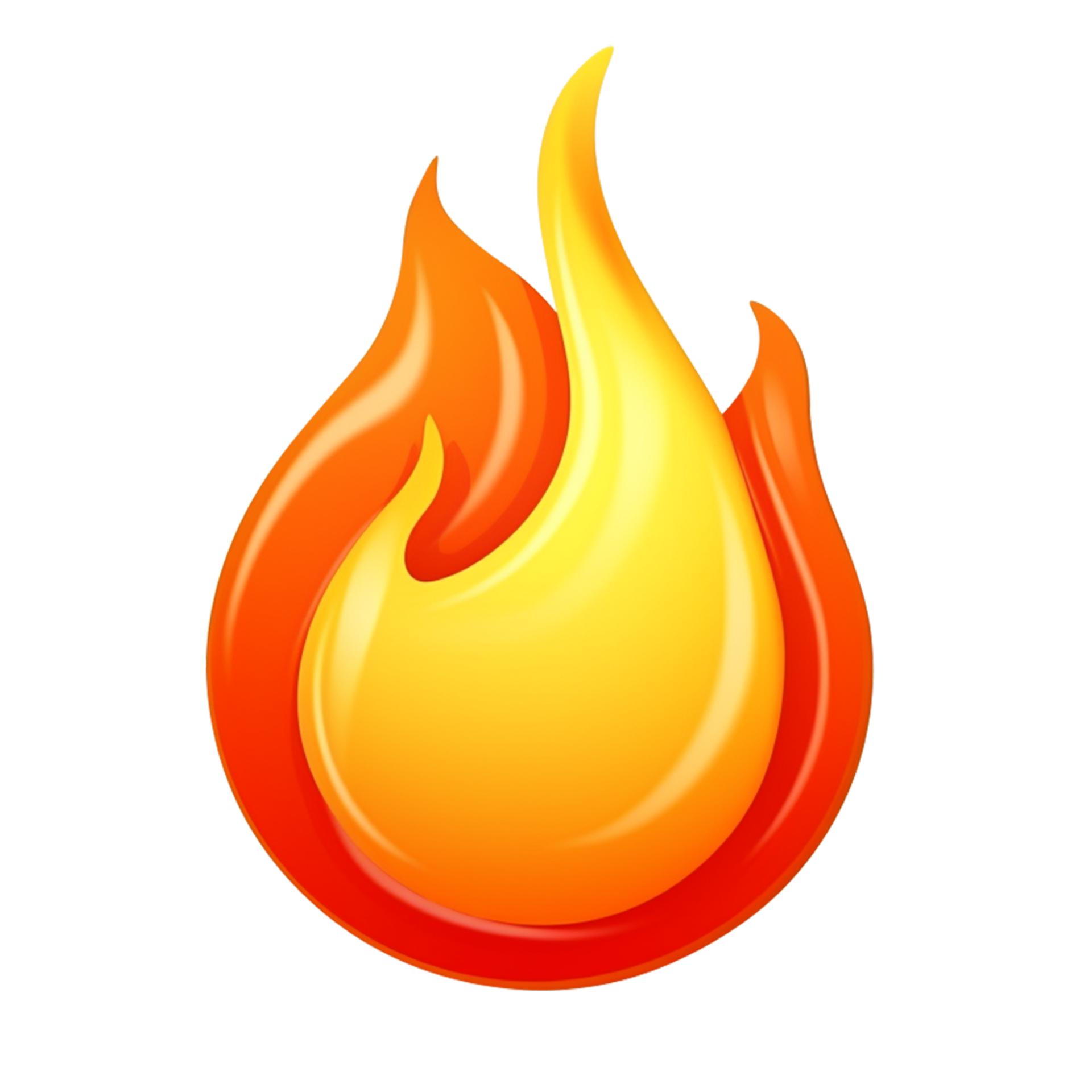 3d fire flame orange color icon with hot sparks. Realistic burn gas for ...