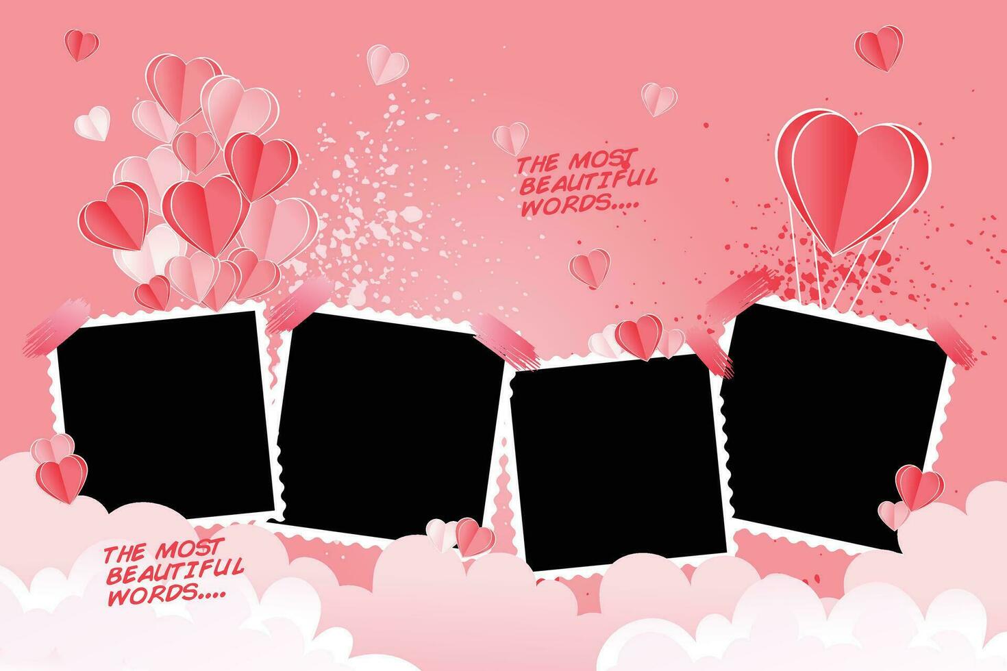 San Valentín día tarjeta con corazones y globos vector