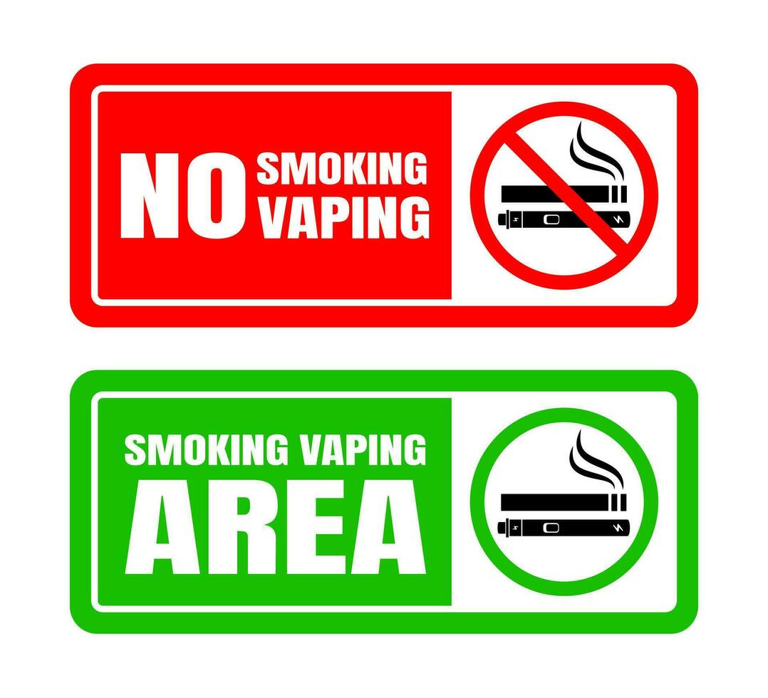 No smoking no vaping and smoking area sign set. vector