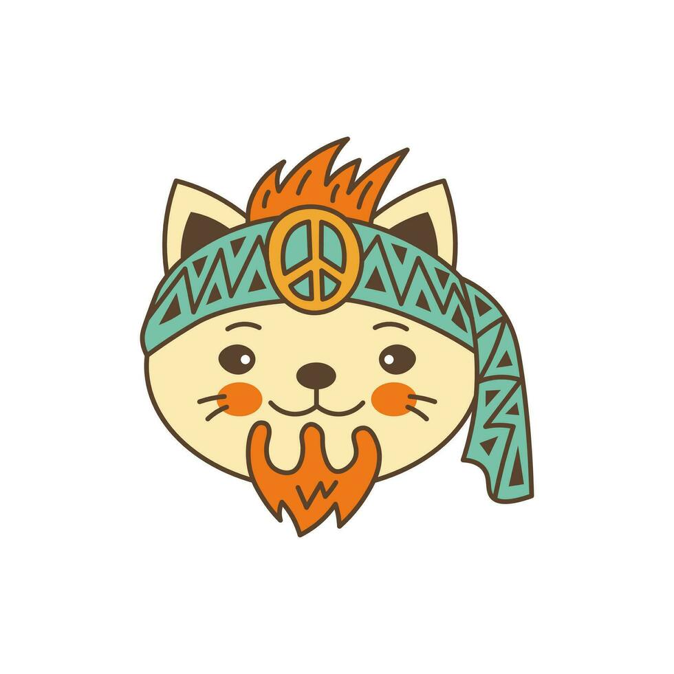 Hippie cat character vector