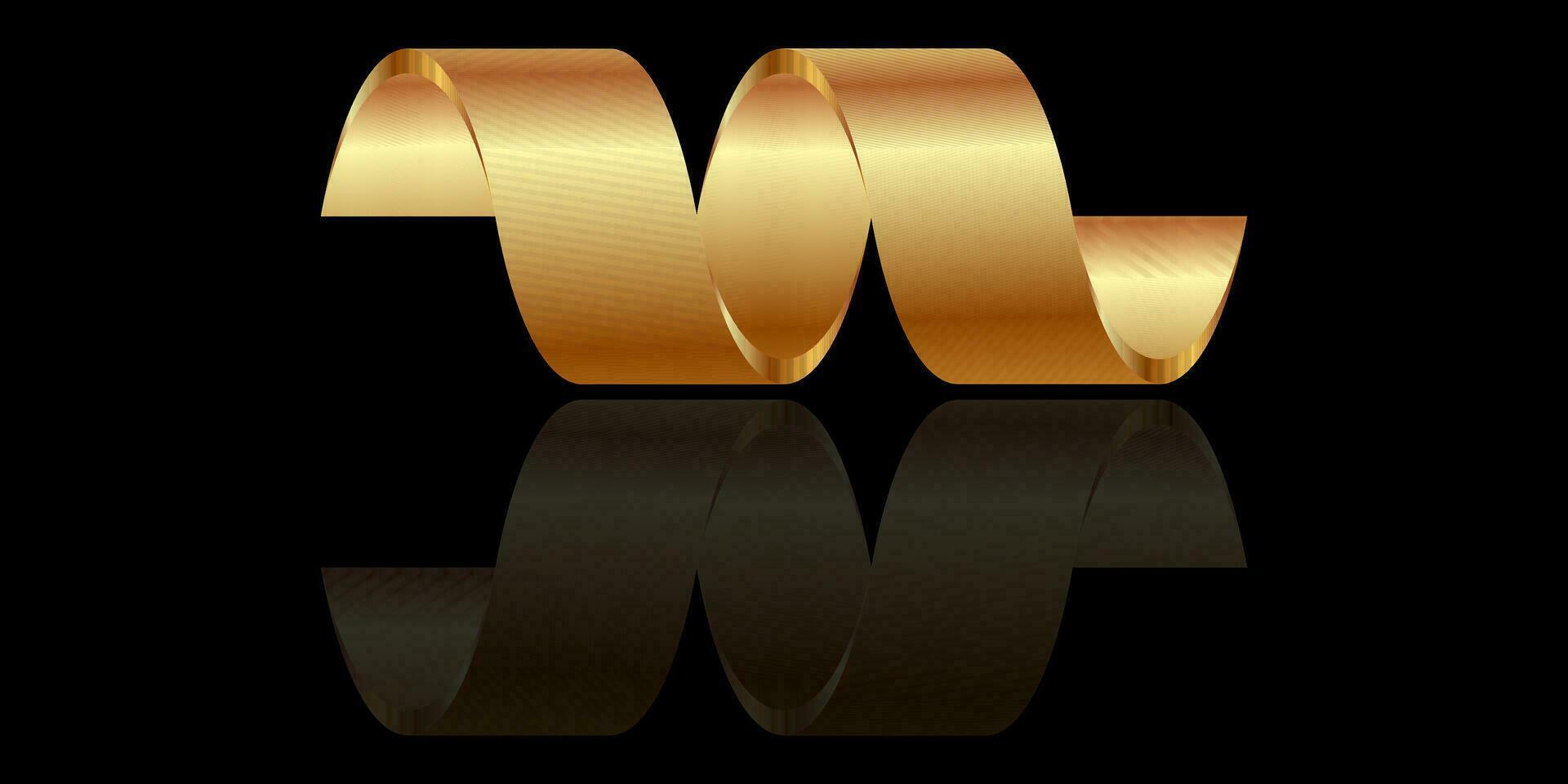 The most beautiful golden 3d ribbon design vector