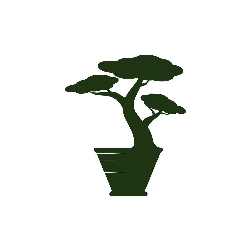 Bonsai logo design. Japanese Mini Small Plant Tree Silhouette logo design vector