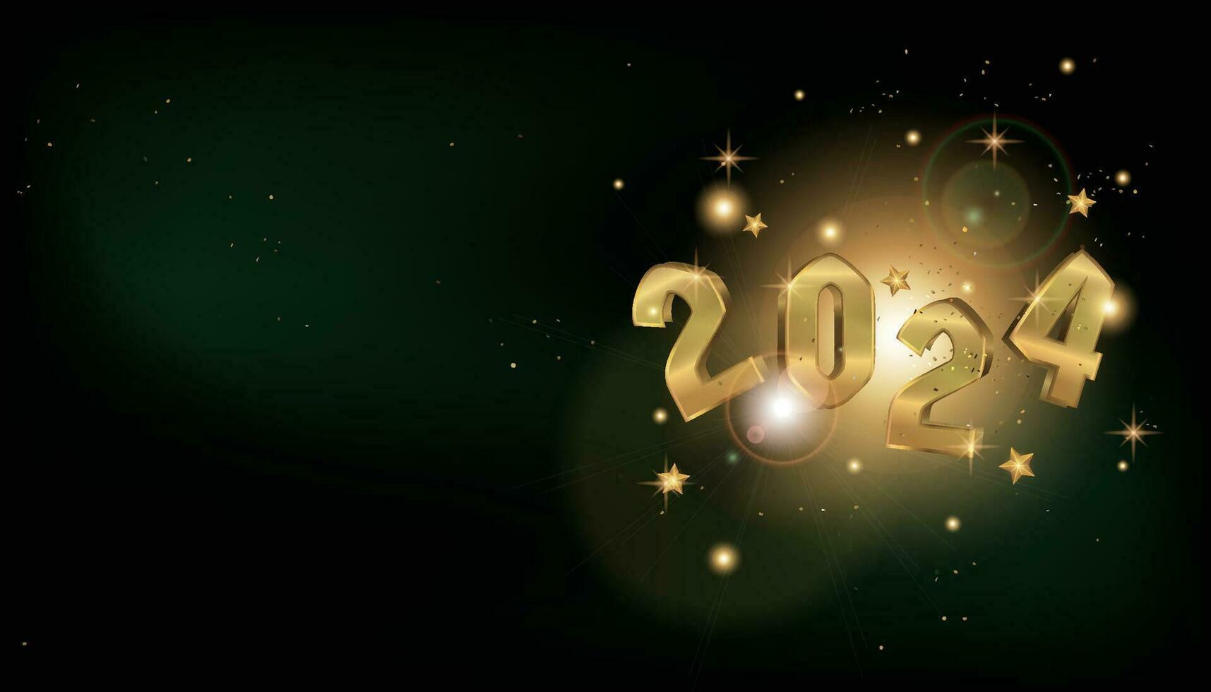 Golden 2024 Numbers Happy New Year Greetings Card vector