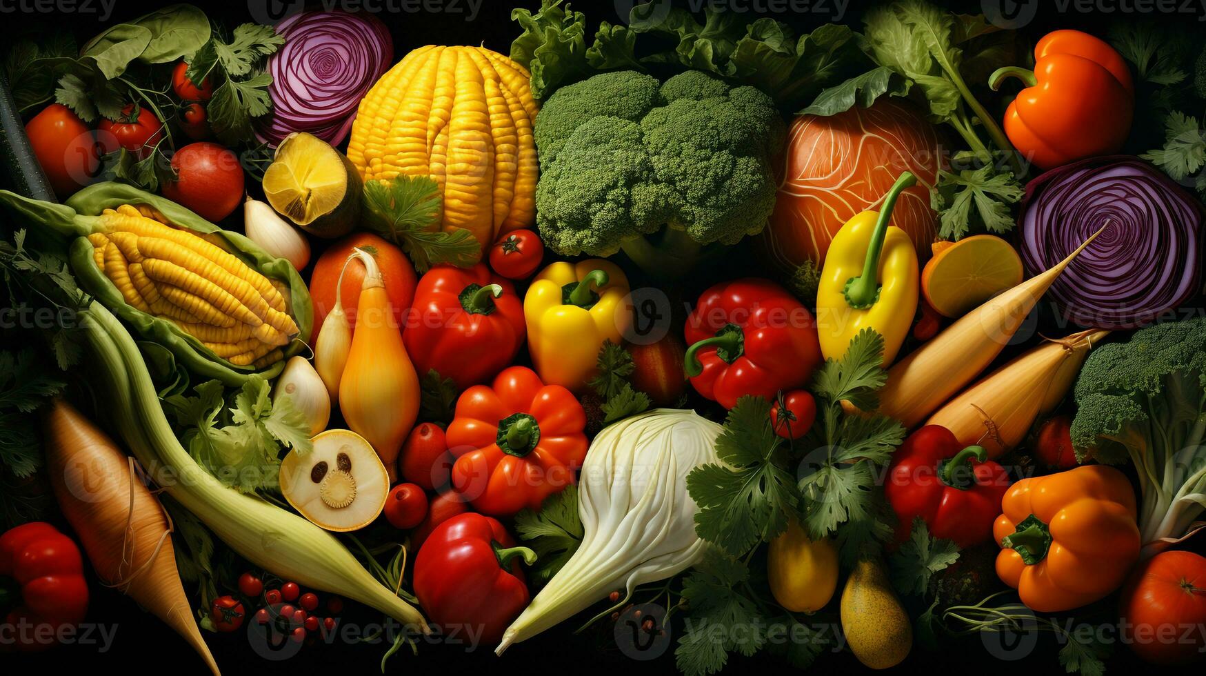 Background of various kinds of fresh vegetables photo