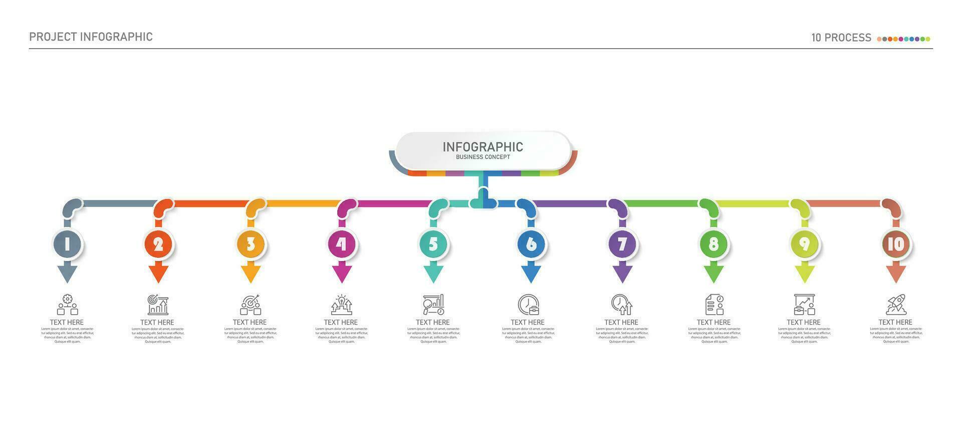 Infographic process design with icons and 10 options or steps. vector