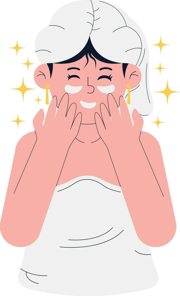 Woman Is Doing Eye Bag Treatment Illustration vector