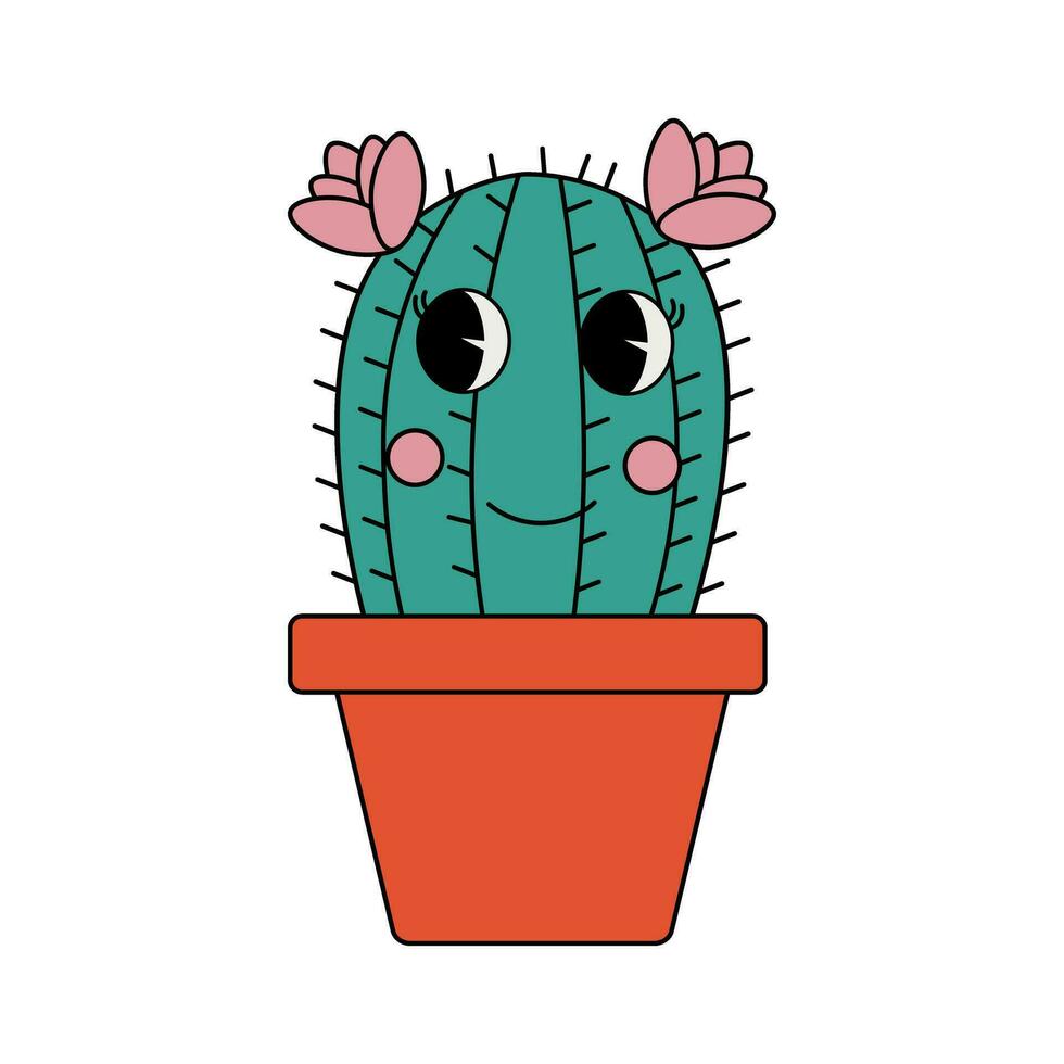 gracioso maravilloso retro clipart cactus vector