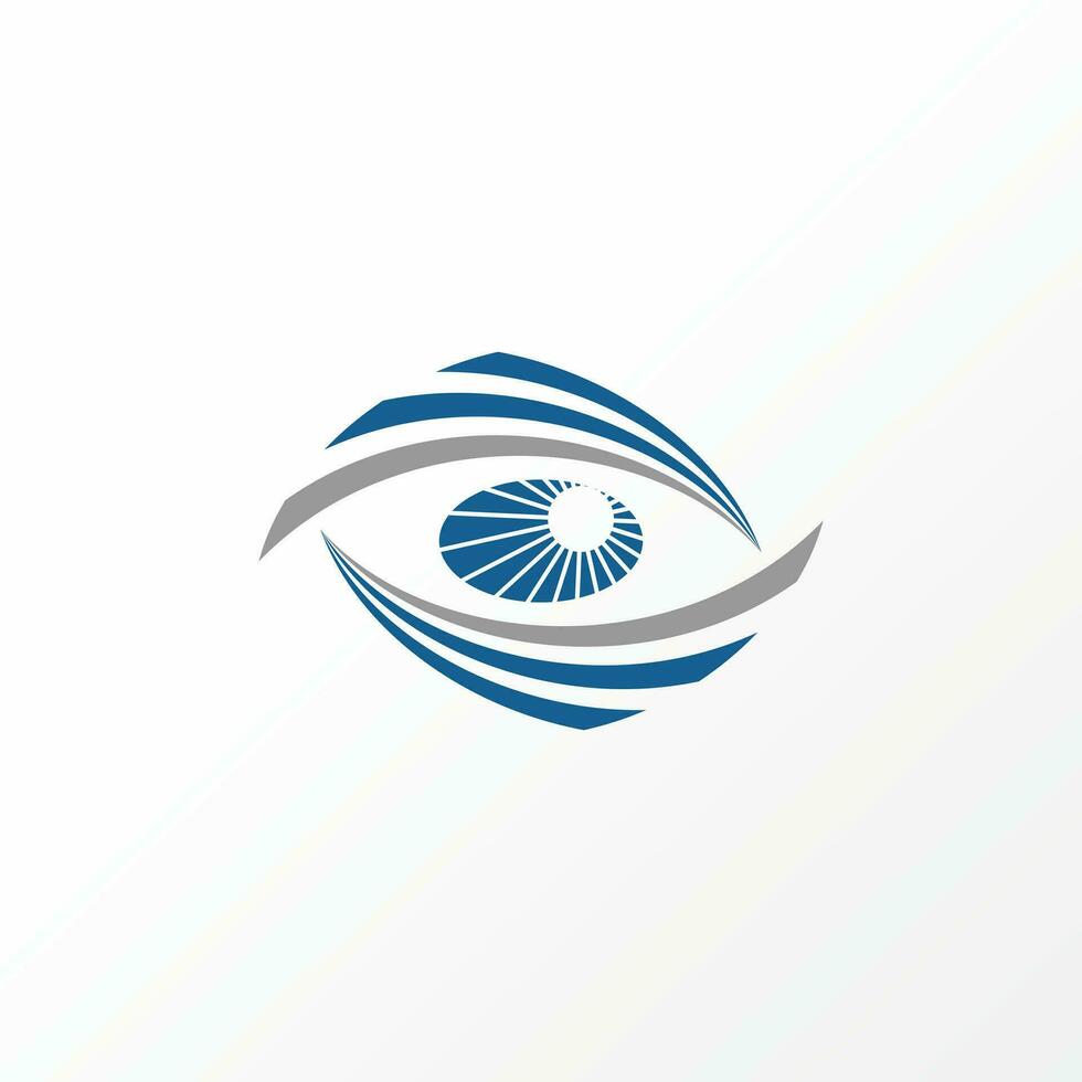 Logo design graphic concept creative abstract premium vector stock sign eye vision with 6 swoosh on top down Related to healthy care eyesight illusion
