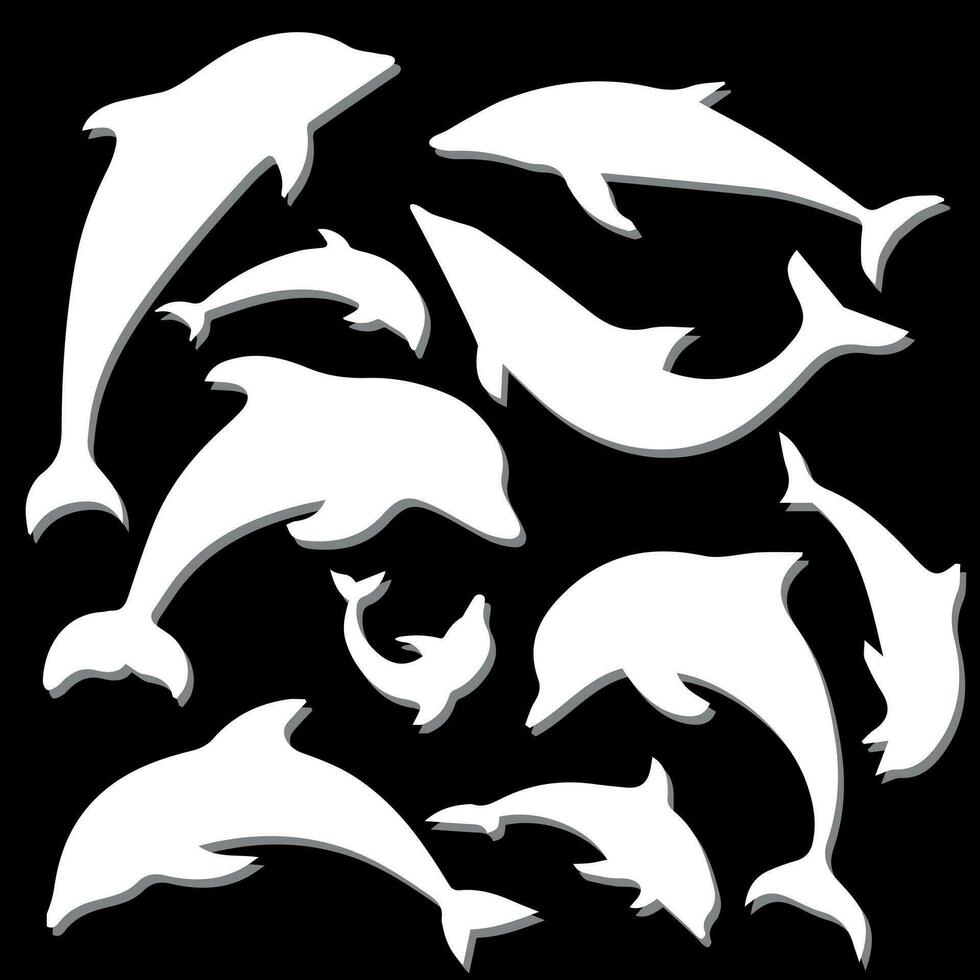 Dolphin silhouette design vector. Black and white dolphin silhouette vector