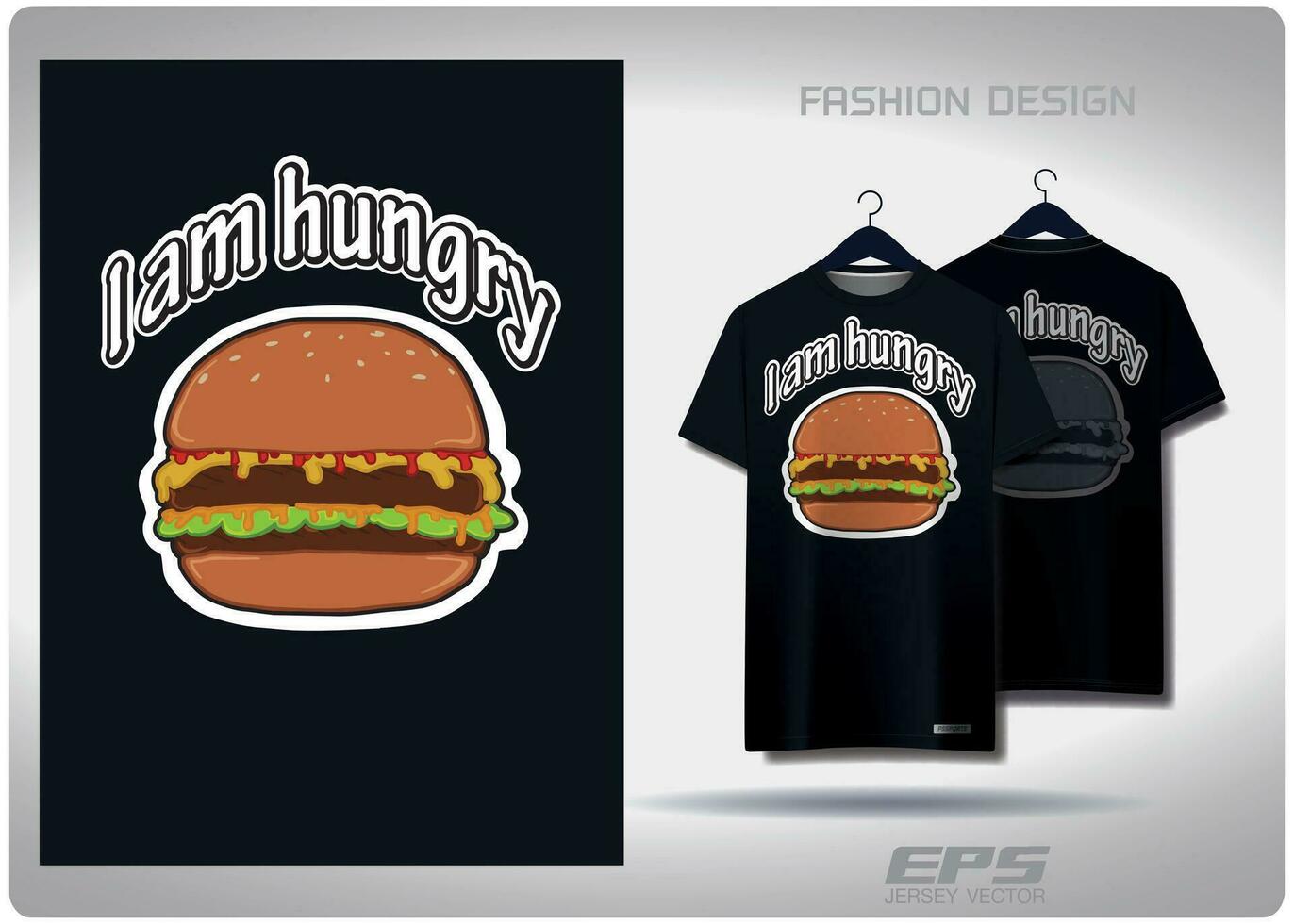 Vector T-shirt background image.I m hungry for hamburger pattern design, illustration, textile background for t-shirt, jersey street t-shirt