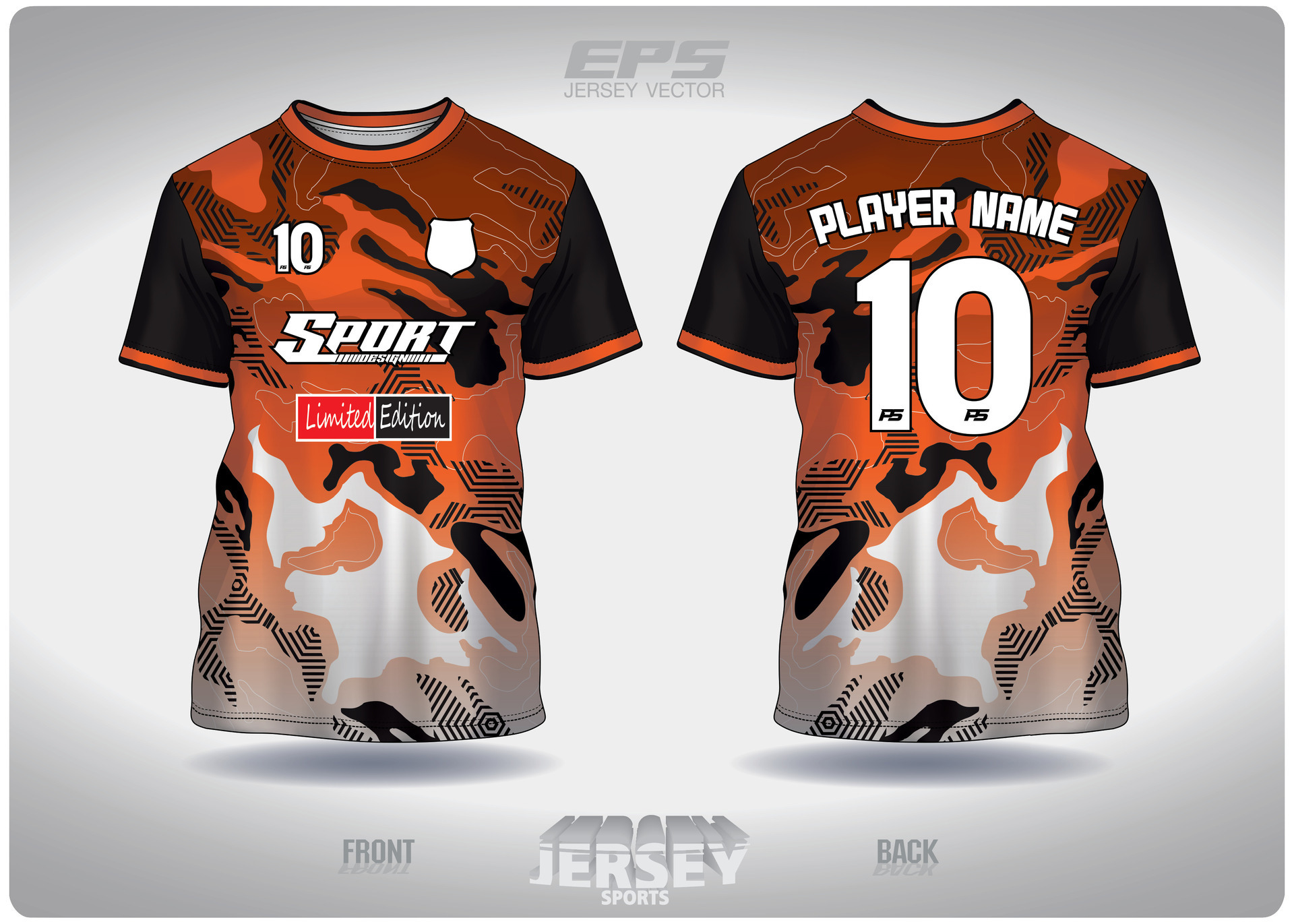 EPS jersey sports shirt vector.mixed army orange black pattern design