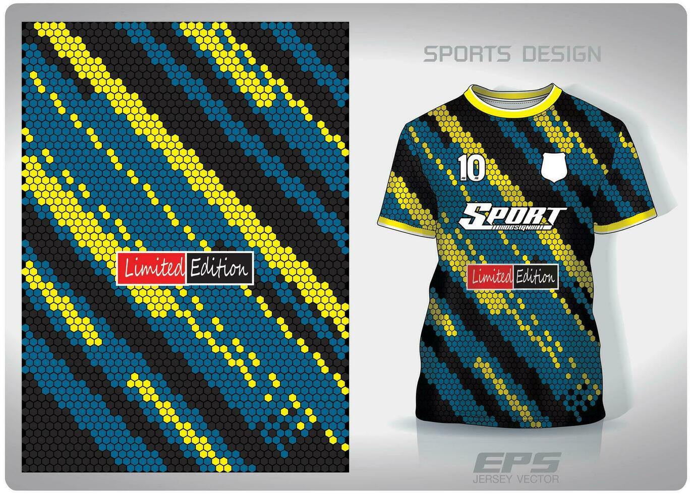 Vector sports shirt background image.hexagon honeycomb alternating yellow green pattern design, illustration, textile background for sports t-shirt, football jersey shirt