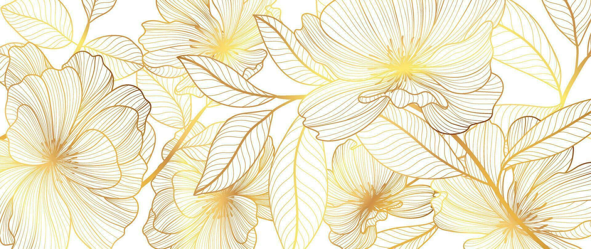 lujo dorado amapola flor línea Arte antecedentes vector. natural botánico elegante flor con oro línea Arte. diseño ilustración para decoración, pared decoración, fondo de pantalla, cubrir, bandera, póster, tarjeta. vector