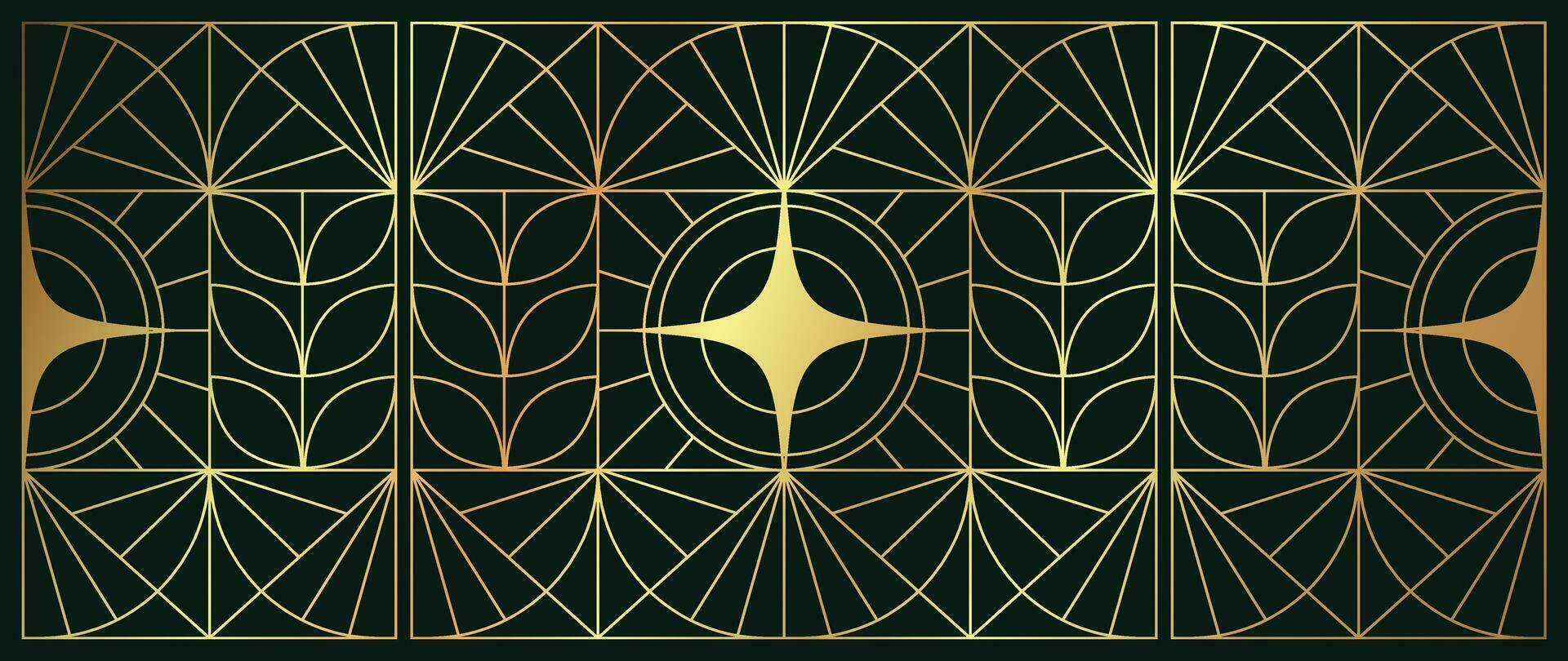 Luxury geometric gold line art and art deco background vector. Abstract geometric frame and elegant art nouveau with delicate. Illustration design for invitation, banner, vip, interior, decoration. vector