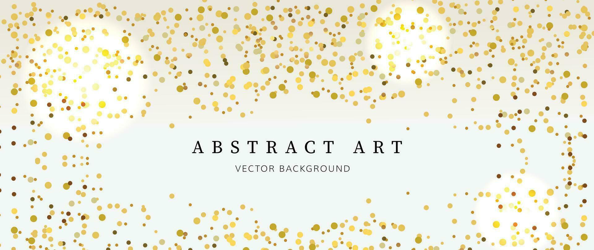 Golden confetti falling background vector. Abstract vibrant confetti and sparkle streamers template design. Celebration festival wallpaper design for opening, party, birthday, backdrop, greeting. vector