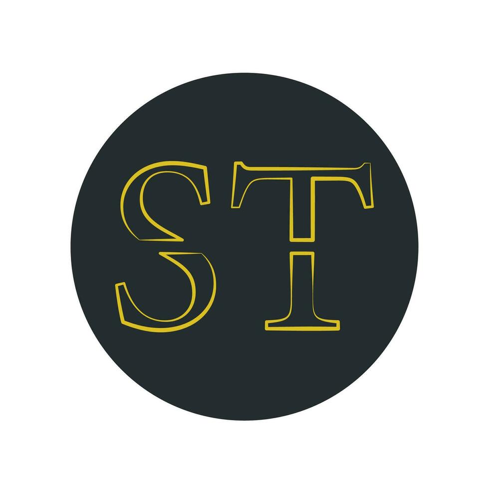 The letter st in yellow on a black background 27972656 vector art at