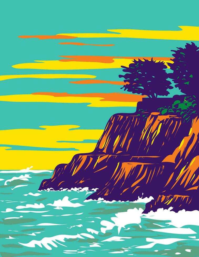 Placer punto playa en Papa Noel cruz condado California wpa póster Arte vector