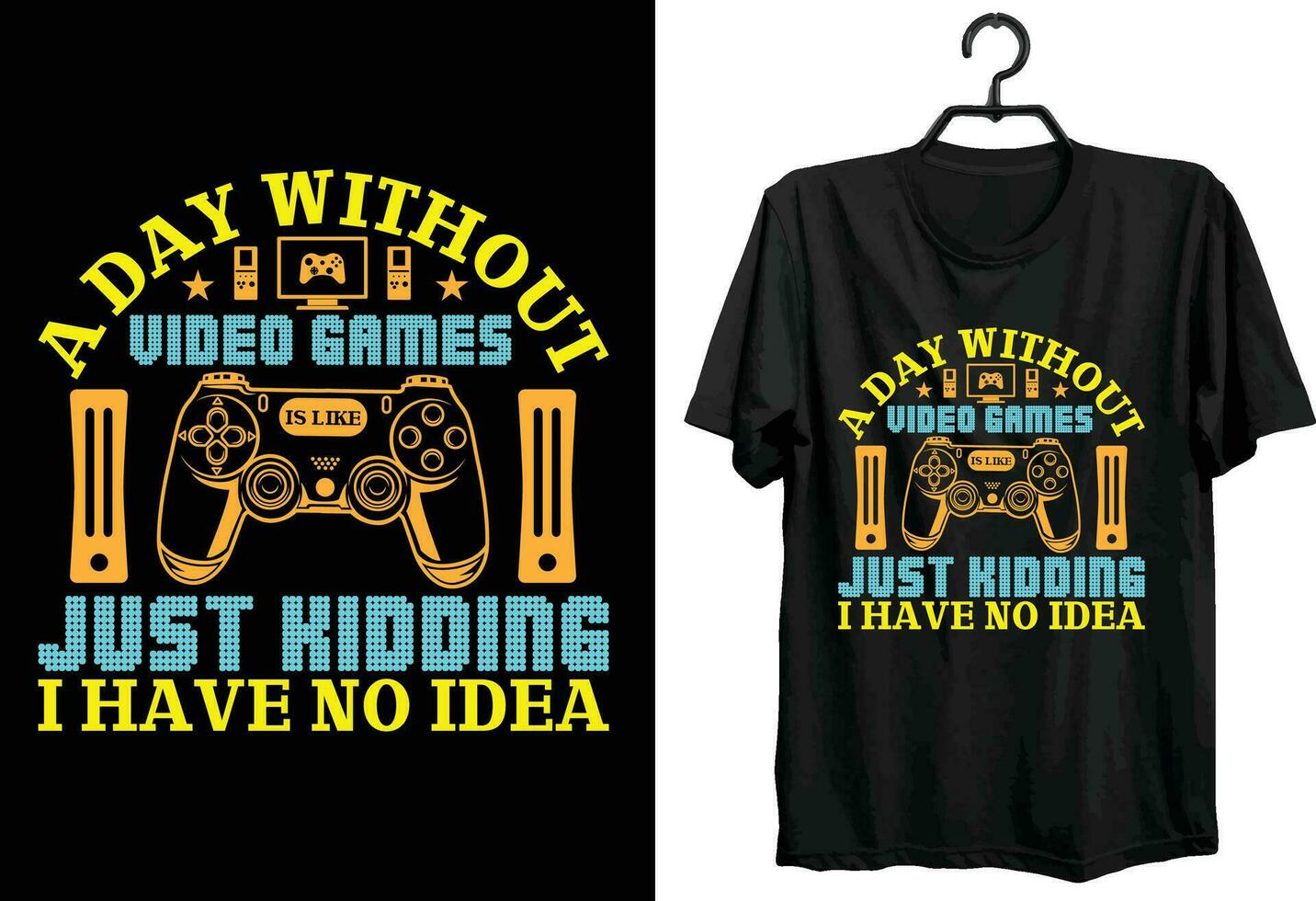Gamer T-shirt Design. Funny Gift Item Gamer T-shirt Design For All People And Game Lovers. vector
