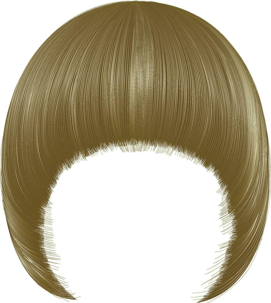 trendy  woman  hairs Pageboy with fringe  . light  blond  colors . medium length . beauty style . realistic  3d . vector