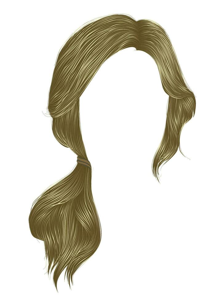 trendy women hairs blond light colour . Pigtail .  fashion beauty style . vector