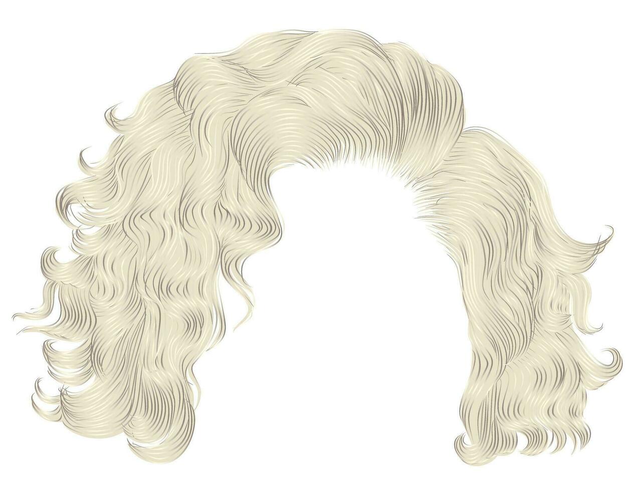 trendy woman curly hairs blond colors .fringe. fashion beauty style.realistic 3d . vector